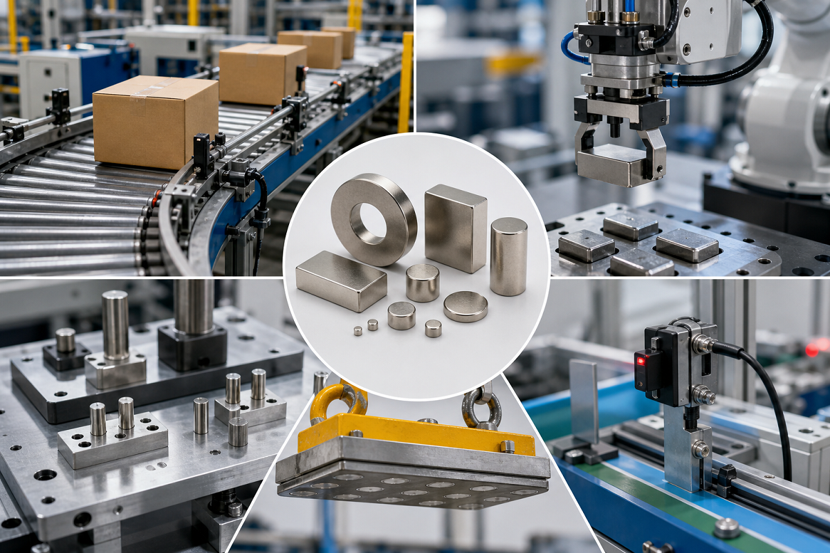 Aplicações típicas dos ímanes para automação industrial