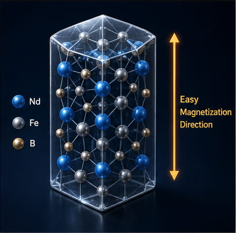 Elevada anisotropia magnetocristalina do íman de neodímio
