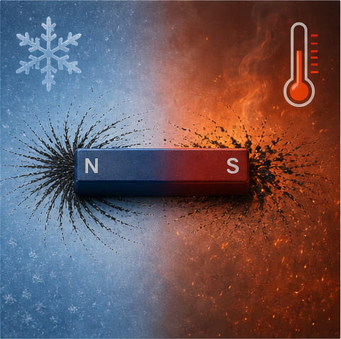 A temperatura influencia a intensidade dos pólos magnéticos