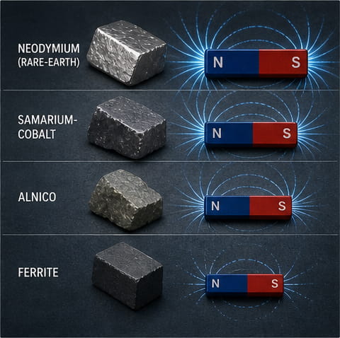 O material influencia a intensidade dos pólos magnéticos