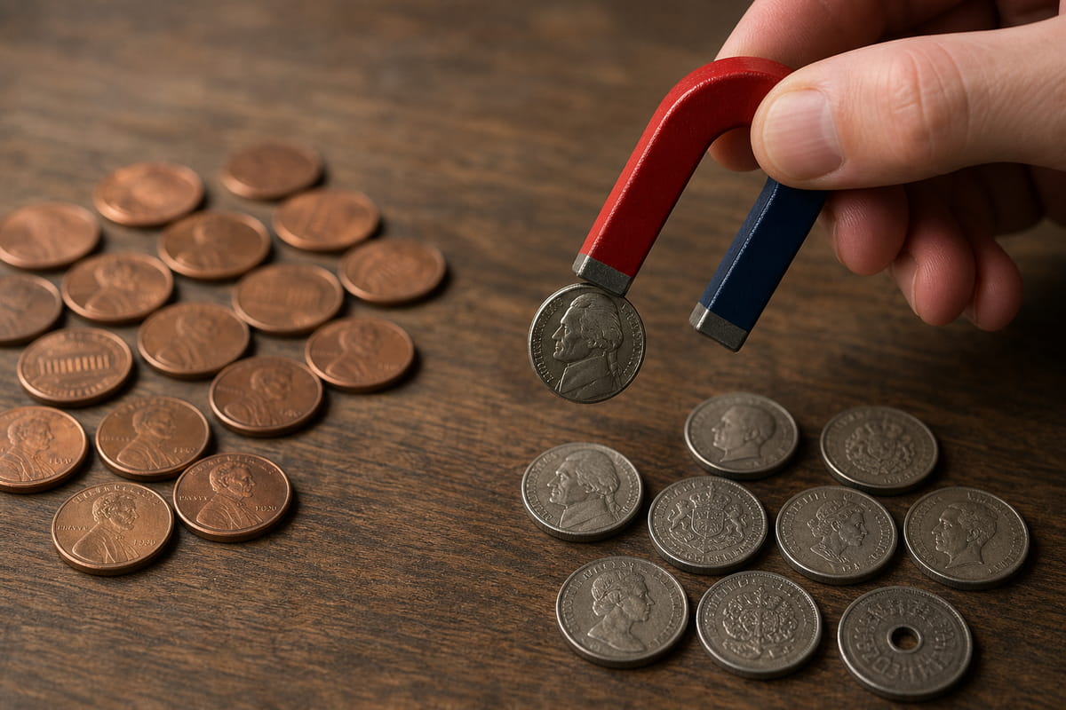 Utilizar um íman para testar moedas