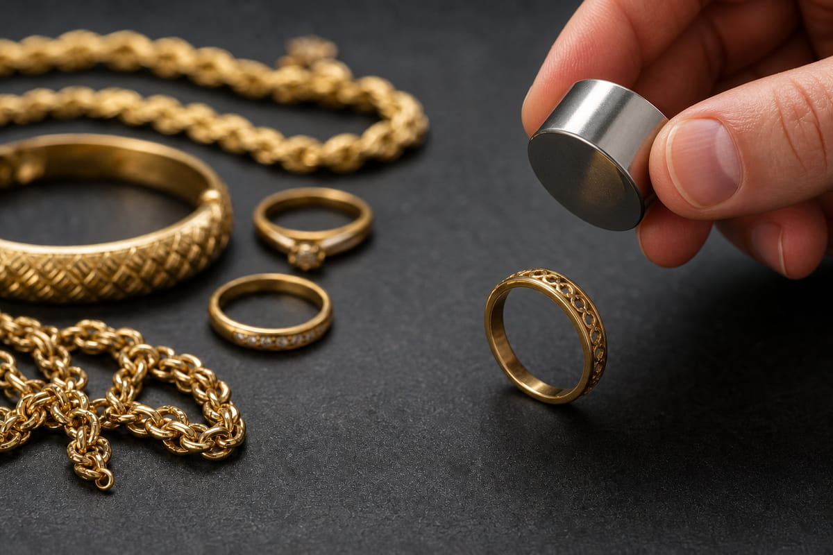 Utilizar um íman para testar o ouro