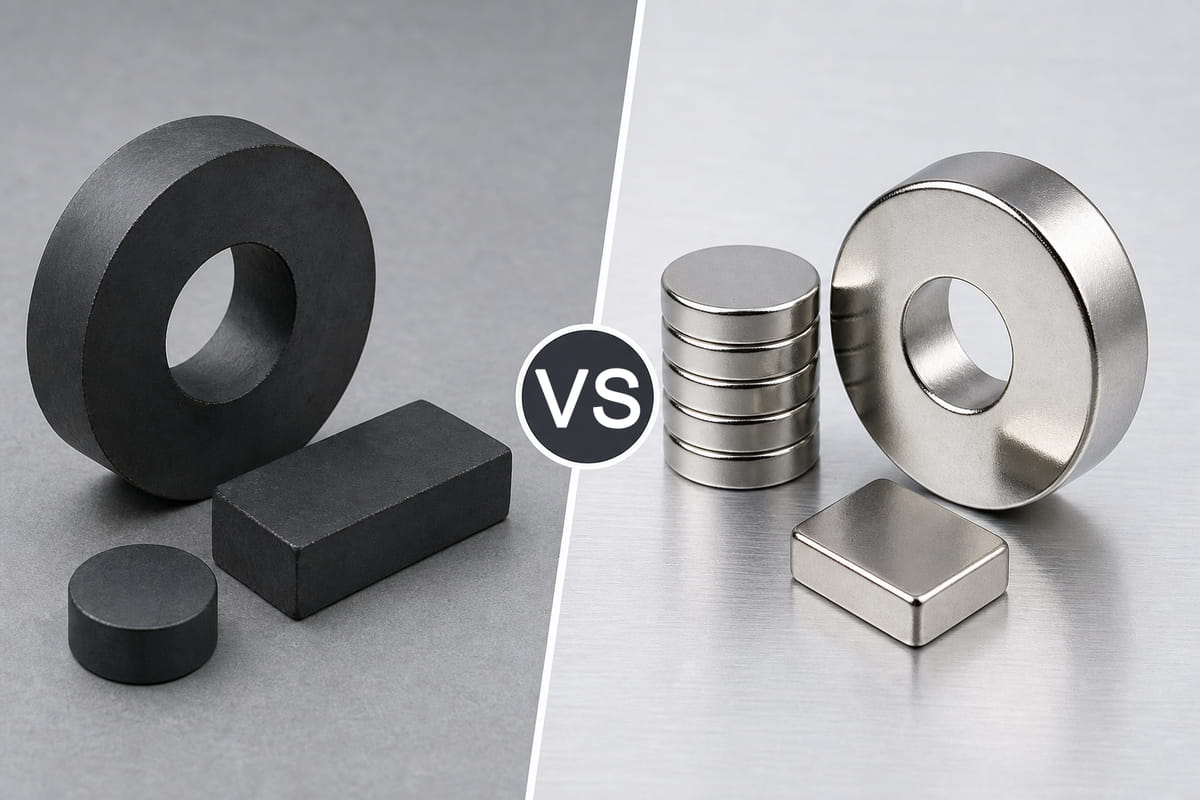 Qual é a diferença entre um íman de ferrite e um de neodímio?