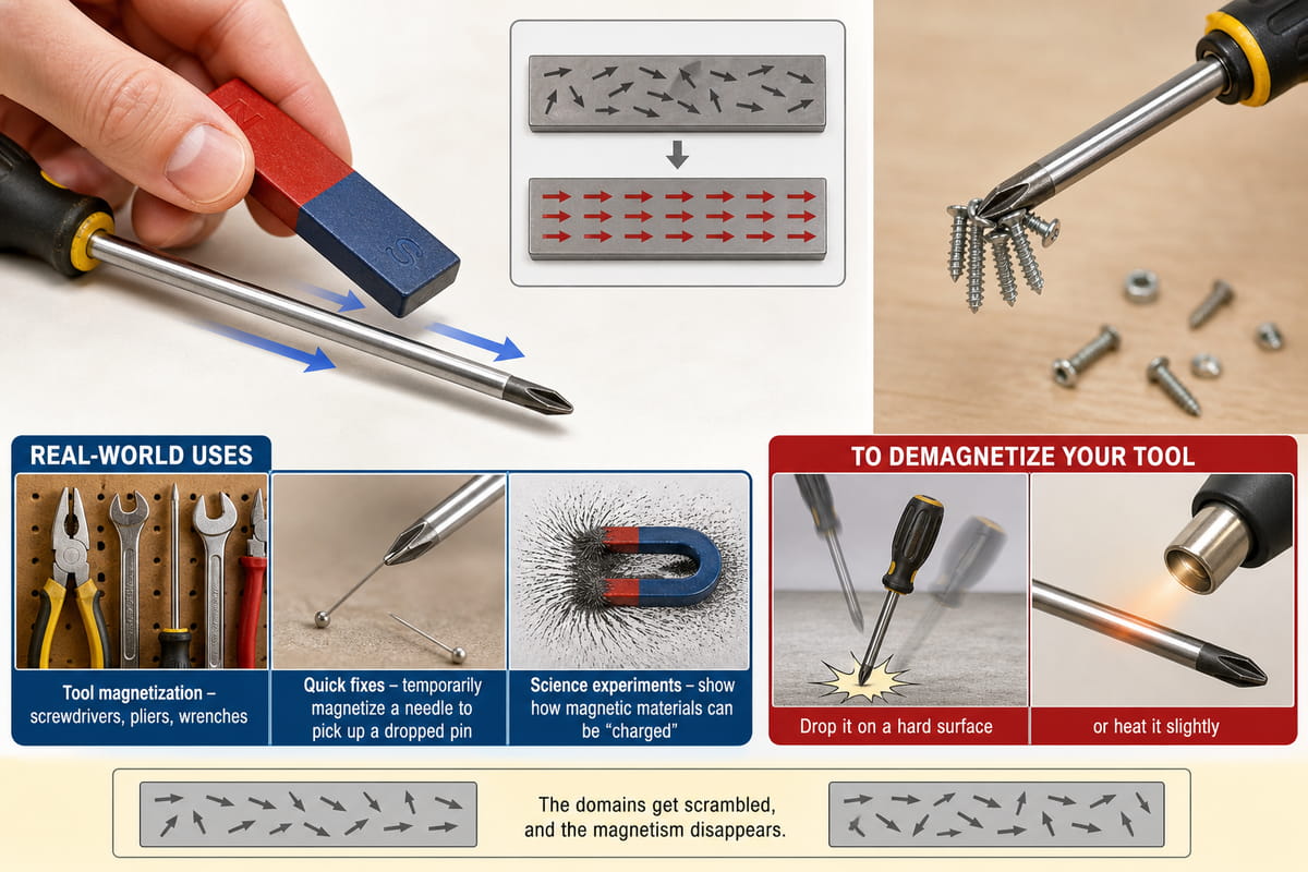 Ímanes em barra utilizados para magnetizar outros objetos