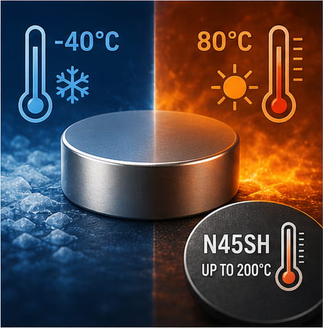 Boa resistência à temperatura dos ímanes N45