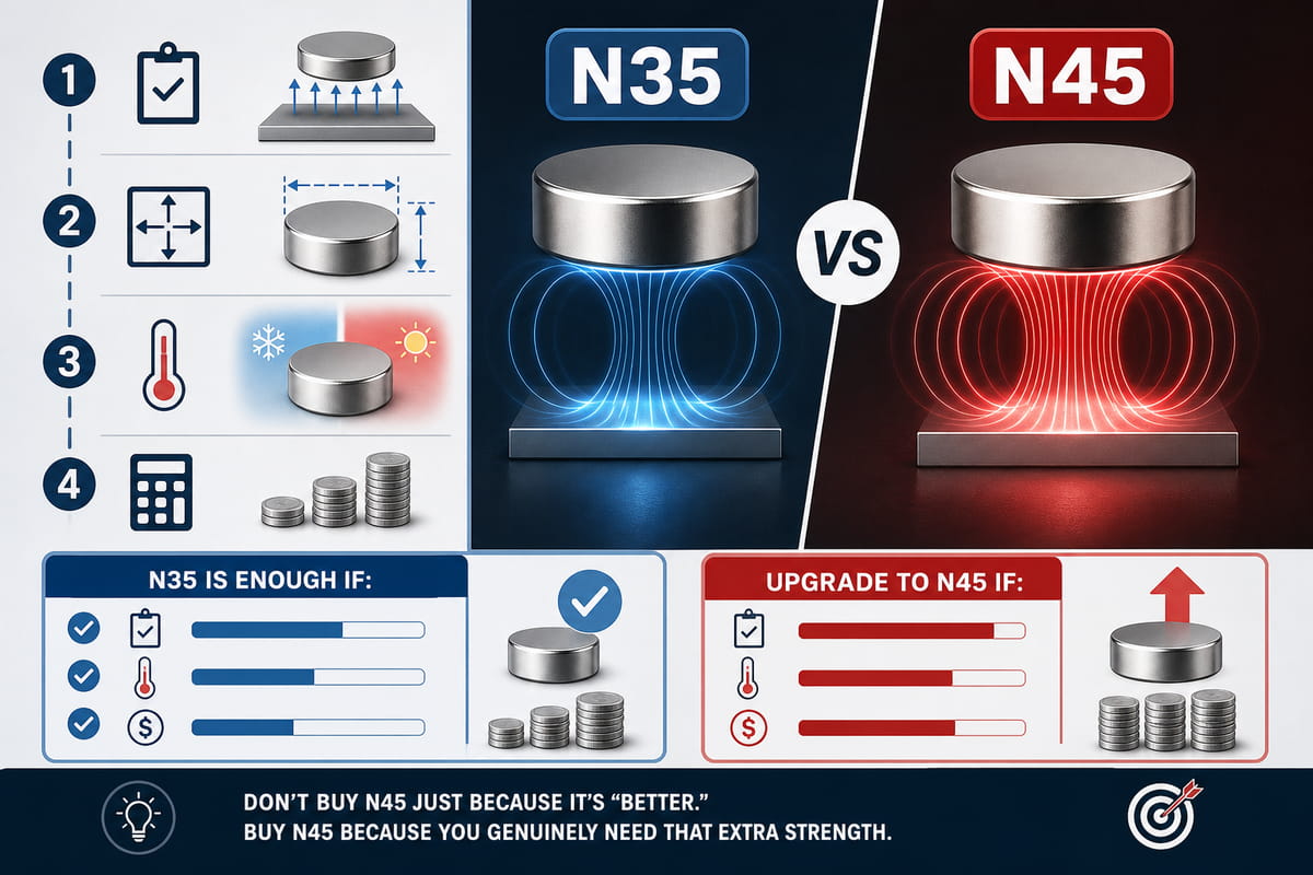 Análise de custo-benefício dos ímanes N35 vs N45