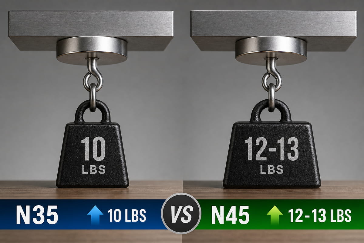 Ímãs N35 vs N45: Força magnética