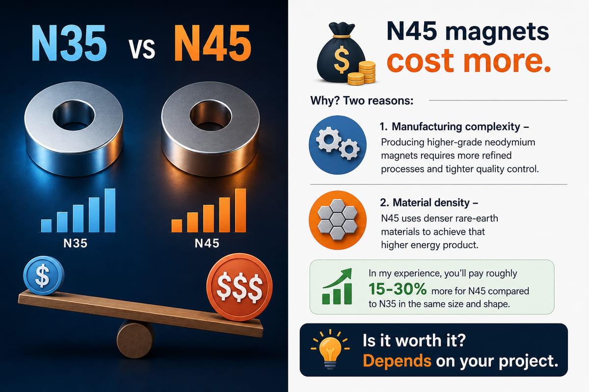 Preço dos ímanes N35 vs N45