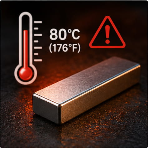 Limites de temperatura do íman em barra N40