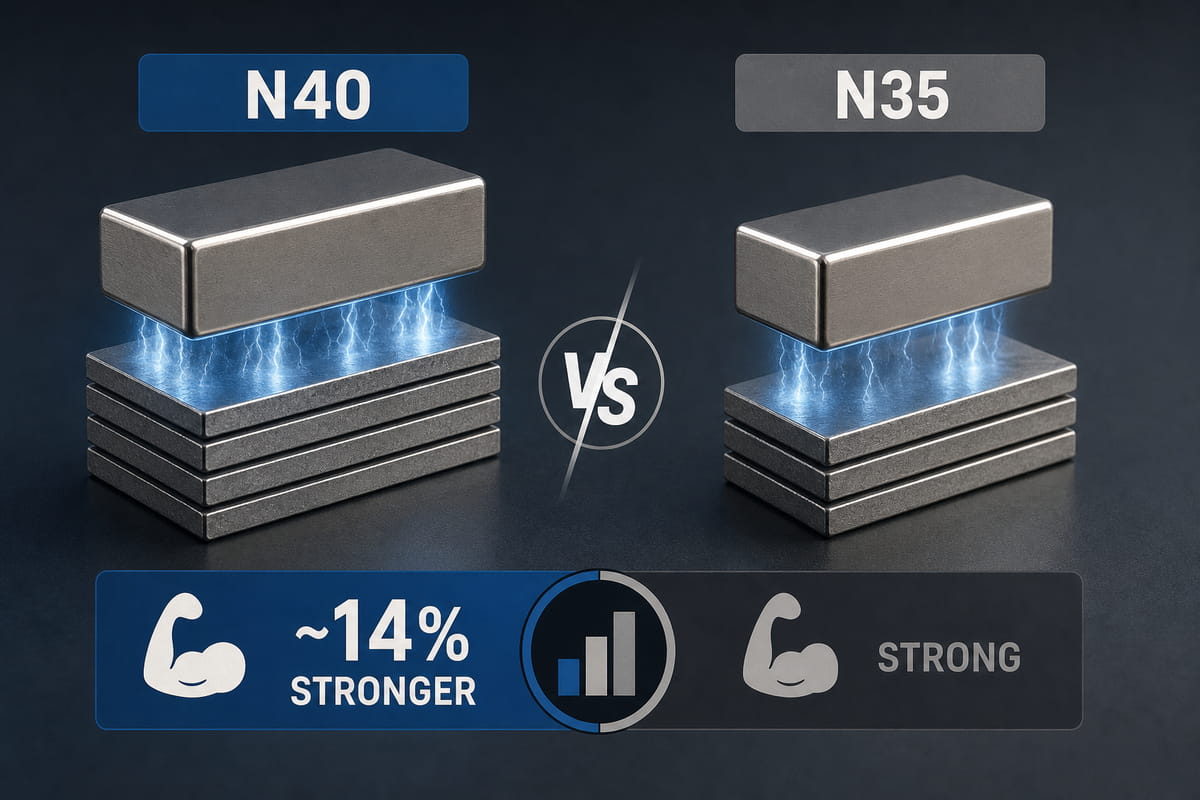 Comparação simples entre os ímanes N40 e N35
