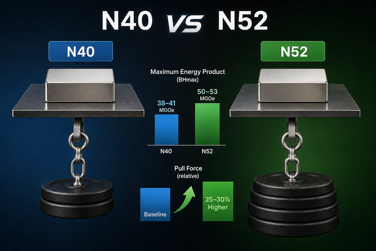 Força dos ímanes N40 vs N52