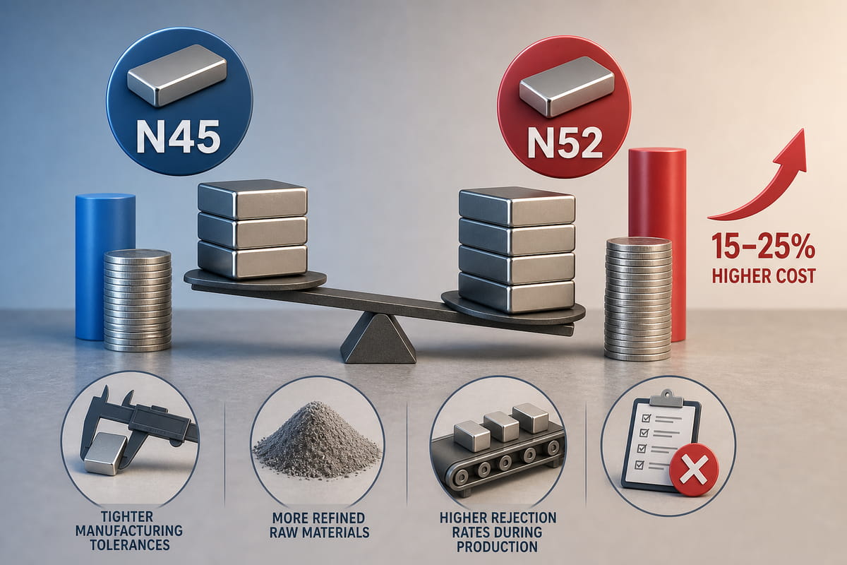 Custo dos ímanes N45 vs N52