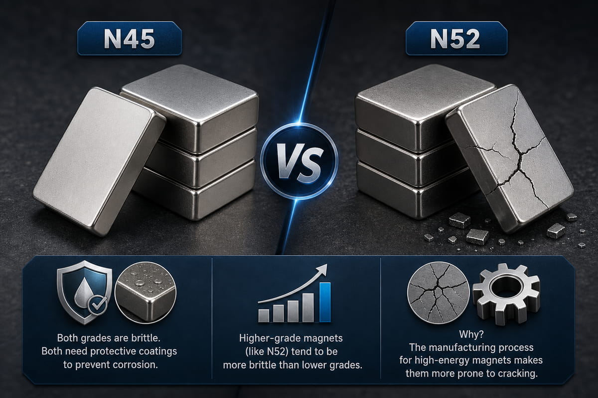 Durabilidade dos ímanes N45 vs N52