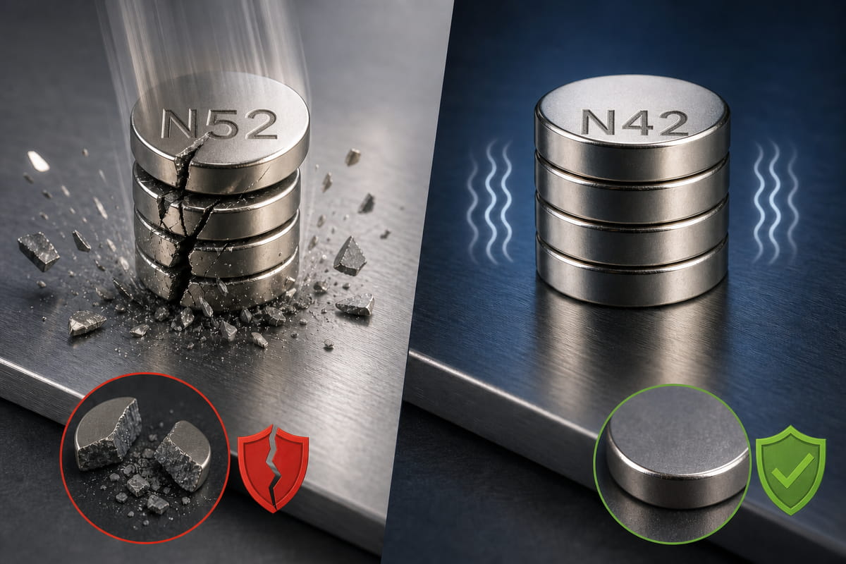 Ímanes N52 vs N42: Durabilidade e Fragilidade