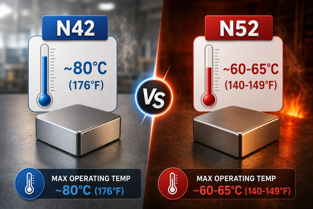 Resistência à temperatura dos ímanes N52 vs N42