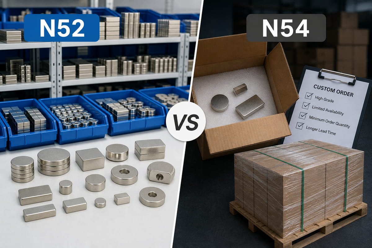 Disponibilidade dos ímanes N52 vs N54