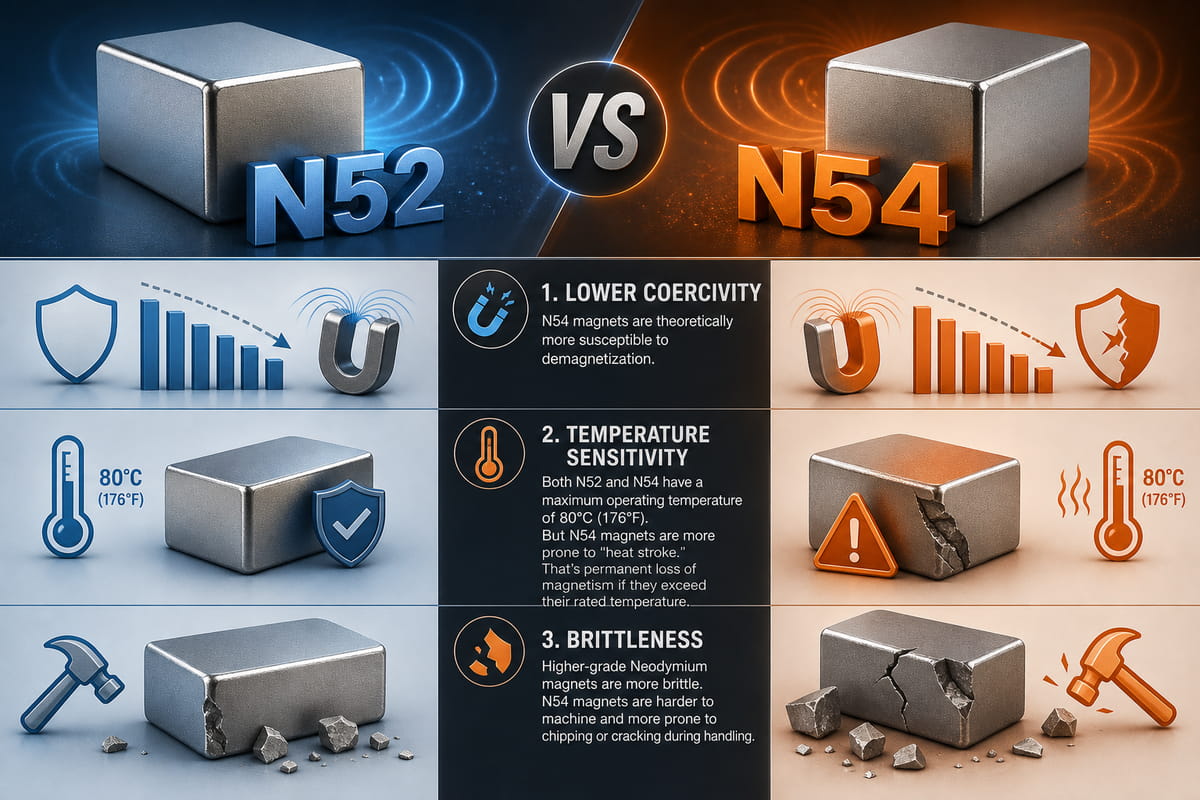 Vantagens e desvantagens dos ímanes N52 e N54