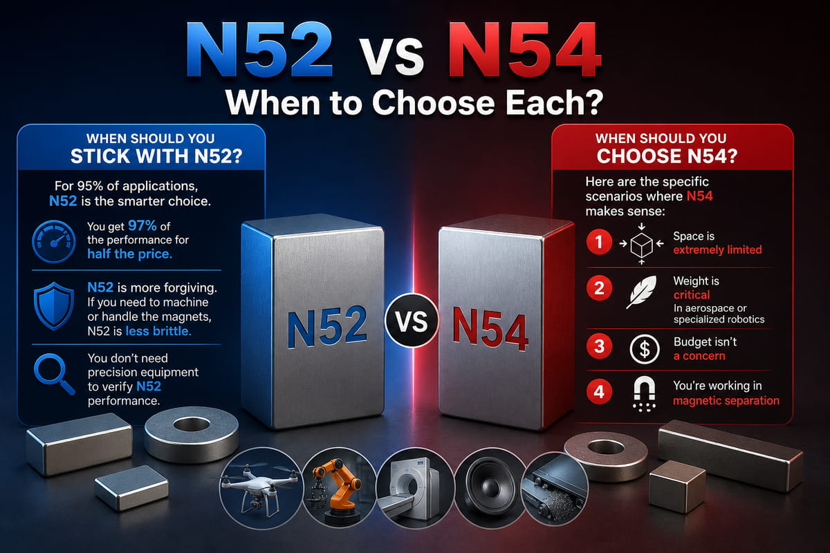 Ímanes N52 vs N54: Quando escolher cada um