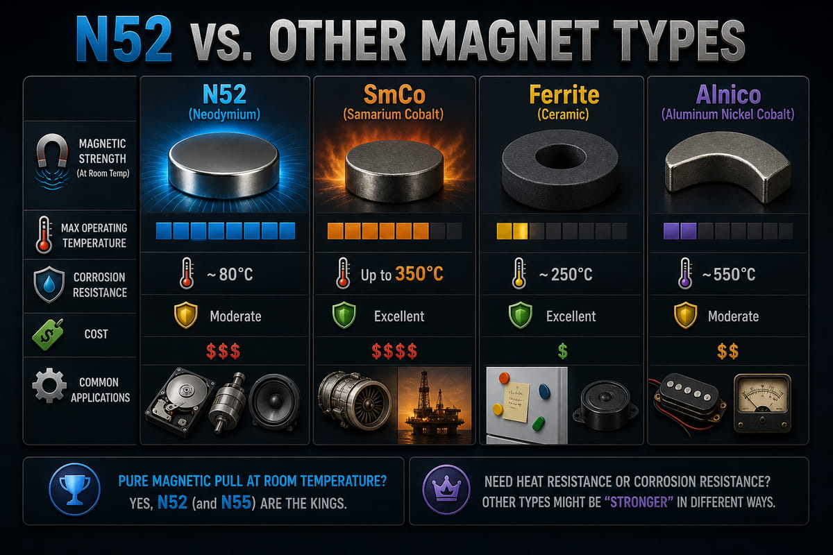 N52 vs. outros tipos de ímanes