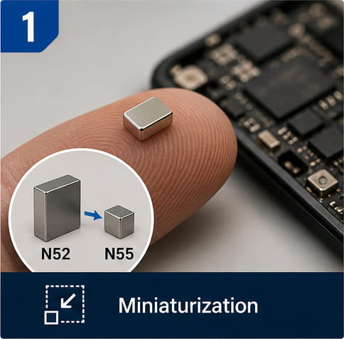 Íman N55 para miniaturização